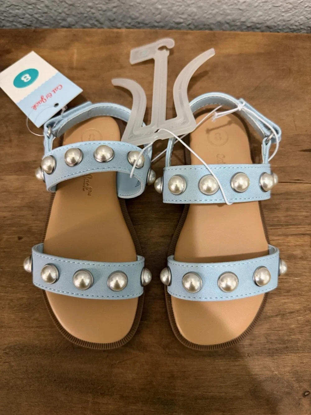 Cat & Jack Kids Light Blue Studded Sandals  size 8